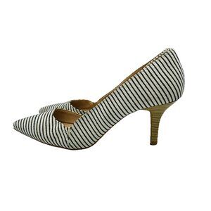 Kelly & Katie Womens Shoe Size 7 Black White Thilima Striped D'Orsay Heels Pumps